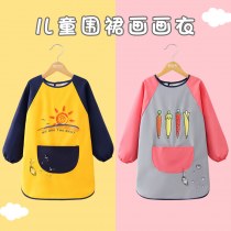 スモック子供用防水絵画服幼稚園プリントスモックスタジオ印刷防水逆ドレッシングエプロン男の子と女の子用