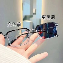 色が変わる老眼鏡 HD メンズ アンチブルーライト メタル ビジネス クラシック 老眼鏡 フレーム