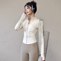 日焼け止め速乾性スポーツジャケット女性のタイトフィットトレーニングヨガ服長袖ジッパーカーディガンランニングフィットネス服夏