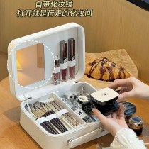 化粧品ケースミラー付きポータブル化粧品バッグ女性のための 2024 新しいポータブル大容量分割層化粧品収納袋