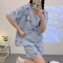 新しいパジャマ女性のための夏薄い半袖漫画女子学生ラウンドネック夏ウェアラブルホーム服